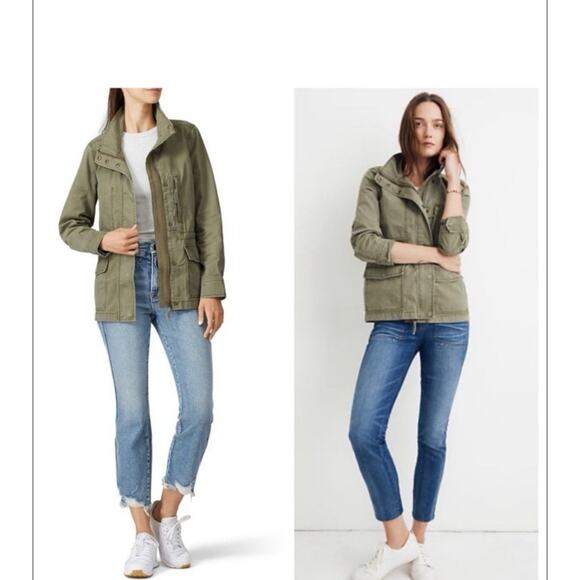 Madewell Utility Jacket Military Field Fleet Full Zip Olive Green Womens Size XS - Picture 2 of 12